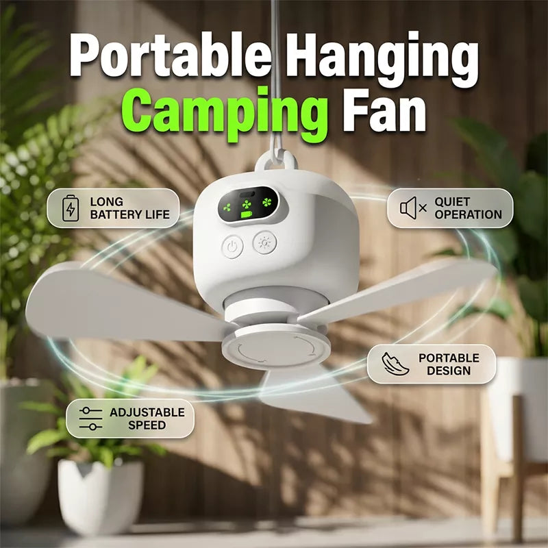 Rechargeable Ceiling Fan with LED Lights 🌬️ Cordless, Portable & Perfect for Any Room ✨
