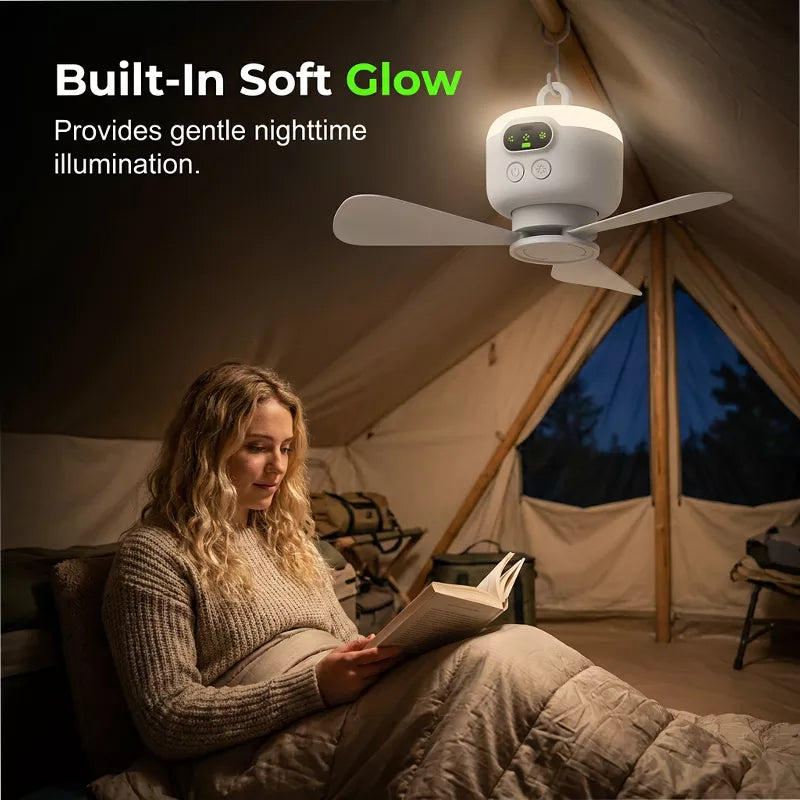 Rechargeable Ceiling Fan with LED Lights 🌬️ Cordless, Portable & Perfect for Any Room ✨