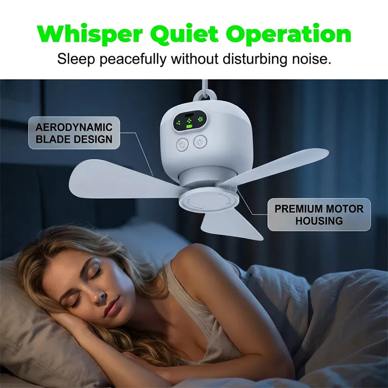Rechargeable Ceiling Fan with LED Lights 🌬️ Cordless, Portable & Perfect for Any Room ✨