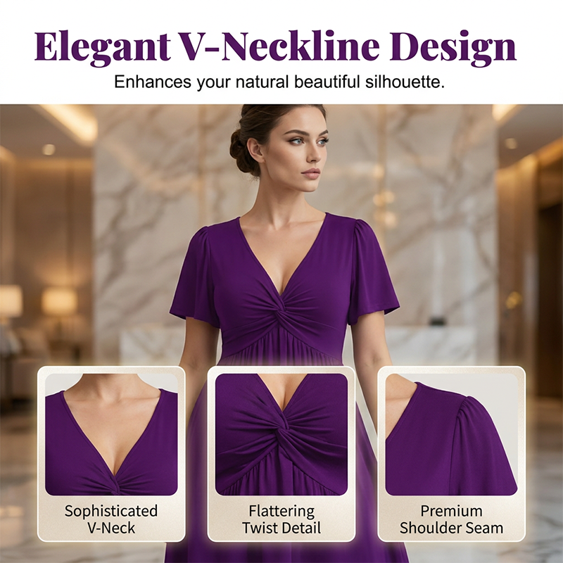 🌊SUMMER HOT SALE 50% OFF!✨Twisted V-Neck Midi Dress – Effortlessly Elegant with Functional Pockets 🌸