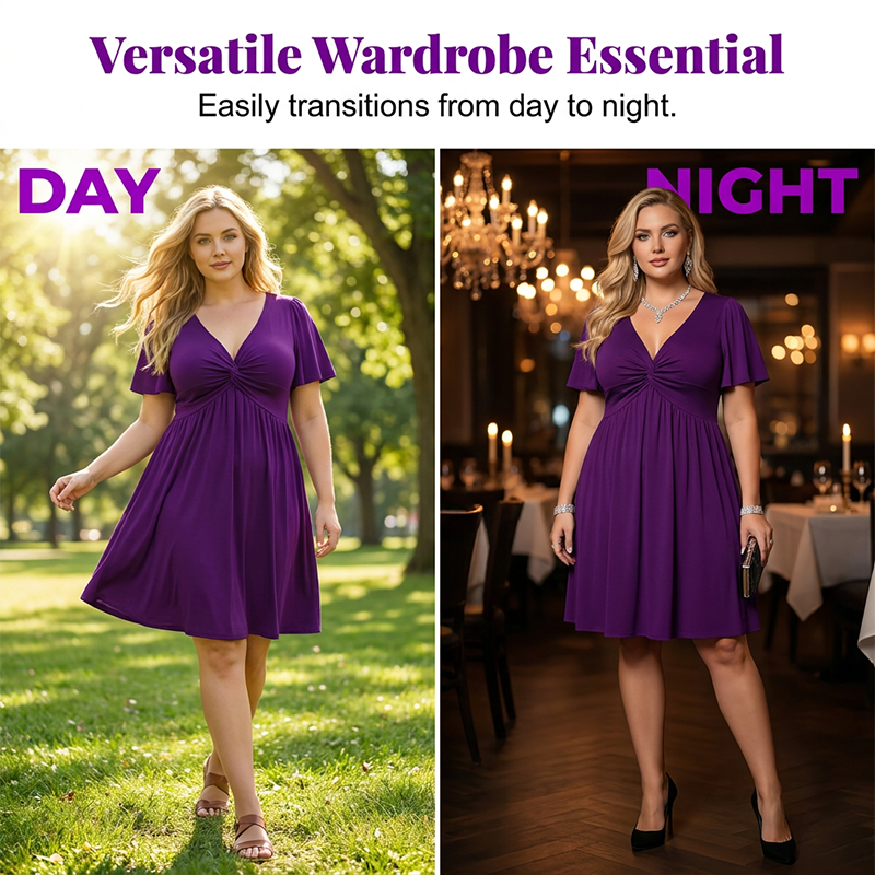🌊SUMMER HOT SALE 50% OFF!✨Twisted V-Neck Midi Dress – Effortlessly Elegant with Functional Pockets 🌸