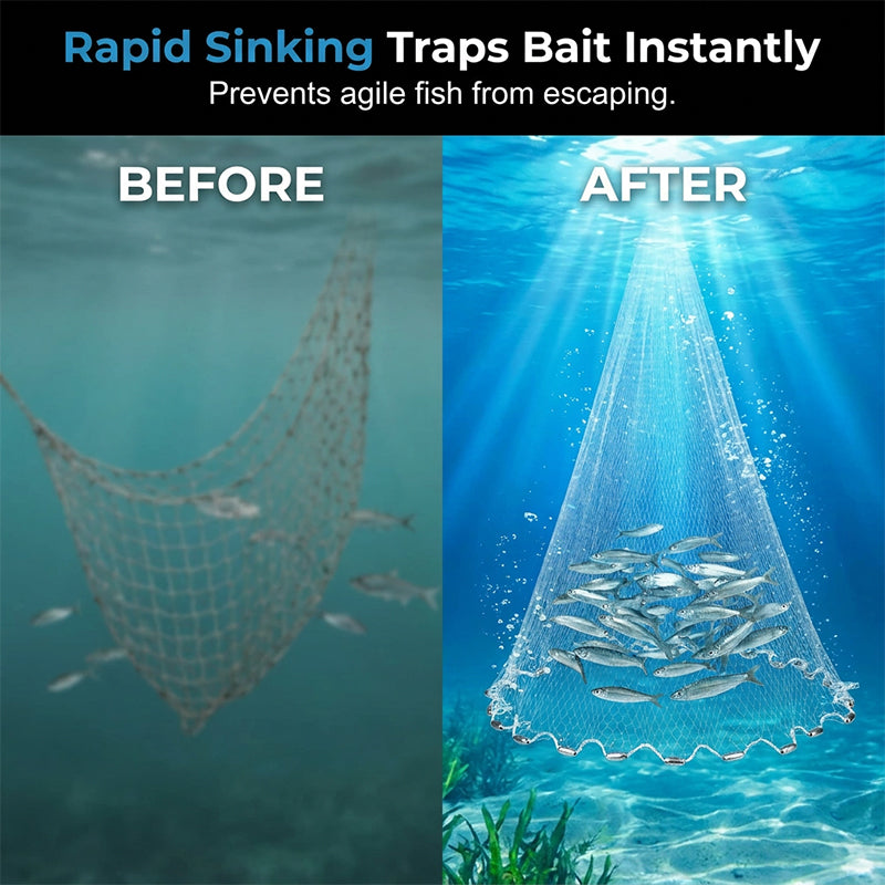 📢📢50% OFF !! ⏰ Easy-Throw Cast Net – Heavy-Duty Mesh, Rapid Sinking, Versatile 🌊