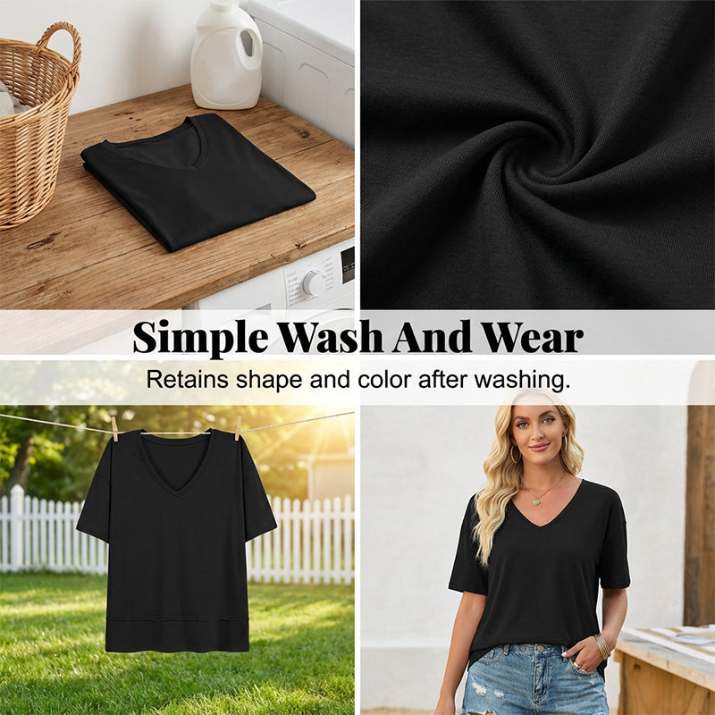 🏖️Summer Cool Deal: ONLY ￡12.99!💃Women's Half Sleeve V-Neck Top with Patchwork Hem