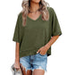 🏖️Summer Cool Deal: ONLY ￡12.99!💃Women's Half Sleeve V-Neck Top with Patchwork Hem