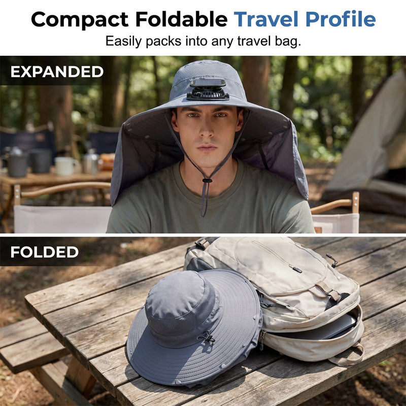 Breathable Fisherman Hat with Solar Fan
