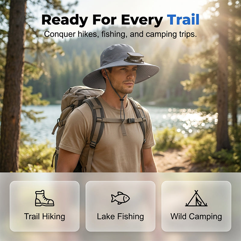 Breathable Fisherman Hat with Solar Fan