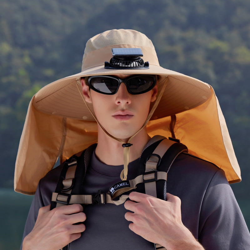 Breathable Fisherman Hat with Solar Fan