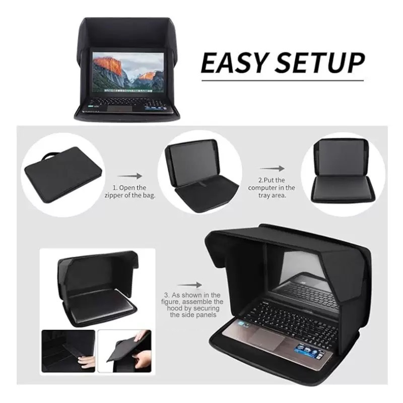2-in-1 Laptop Case with Anti-Glare Sunshade