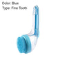 Pet bath brush with a long handle and shampoo dispenser