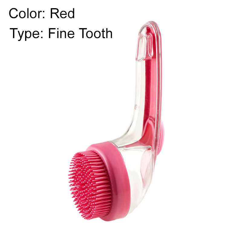 Pet bath brush with a long handle and shampoo dispenser