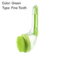 Pet bath brush with a long handle and shampoo dispenser