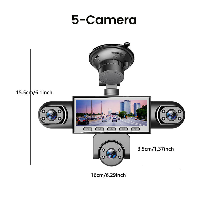 🚗50% OFF NOW ! 📹HD 1080P Multi-Lens Dash Cam – Night Vision, Loop Recording, Motion Sensing Panoramic 5-Camera Car Driving Recorder