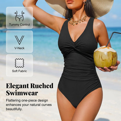 📢📢45% OFF !! ⏰Women's Tummy Control One-Piece Swimsuit