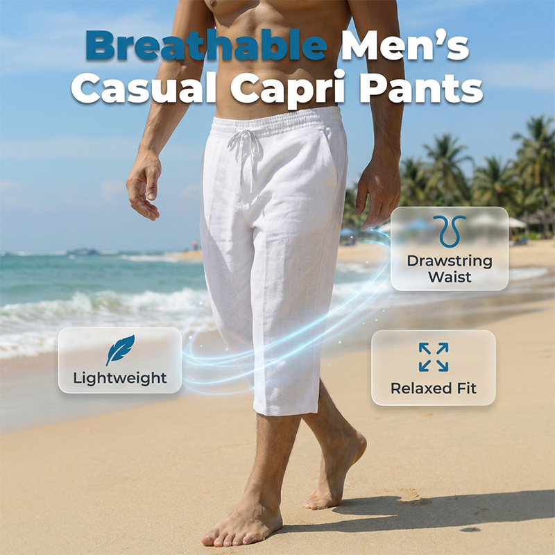 👖Men's Casual Capri Pants with Drawstring Waist