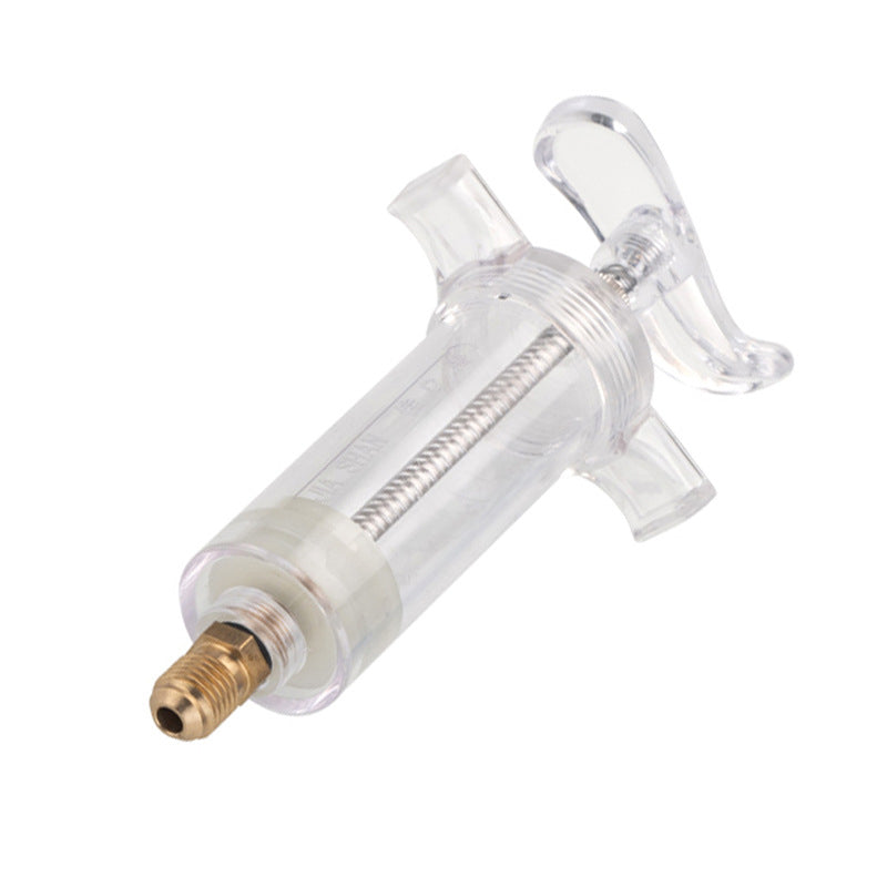 🔧 LIMITED-TIME 50% OFF! 💥Precision AC Oil Dye Injector – Brass Construction, High Pressure Hose, Clear Barrel