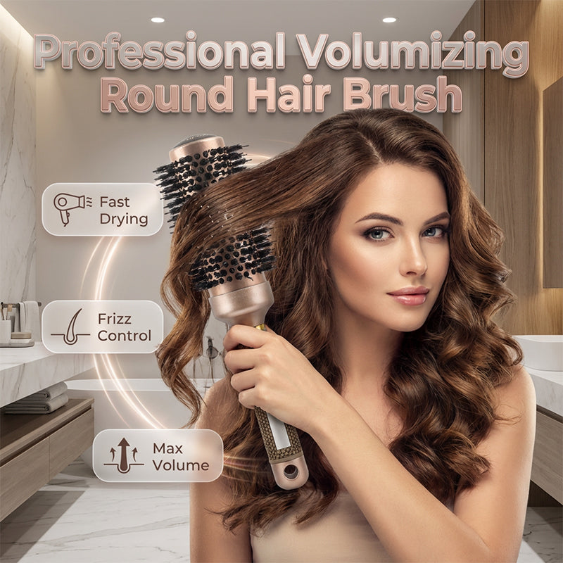 💇50% OFF NOW! Professional Vented Round Hair Brush – Boar & Nylon Bristle Curling Blow Dry Brush, Honeycomb Vent Barrel for Fast Drying, Volume & Smooth Hairstyle at Home Salon