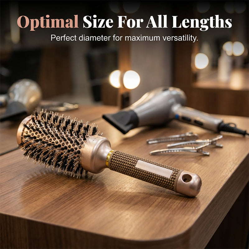 💇50% OFF NOW! Professional Vented Round Hair Brush – Boar & Nylon Bristle Curling Blow Dry Brush, Honeycomb Vent Barrel for Fast Drying, Volume & Smooth Hairstyle at Home Salon