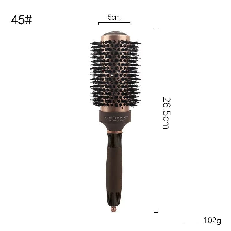 💇50% OFF NOW! Professional Vented Round Hair Brush – Boar & Nylon Bristle Curling Blow Dry Brush, Honeycomb Vent Barrel for Fast Drying, Volume & Smooth Hairstyle at Home Salon
