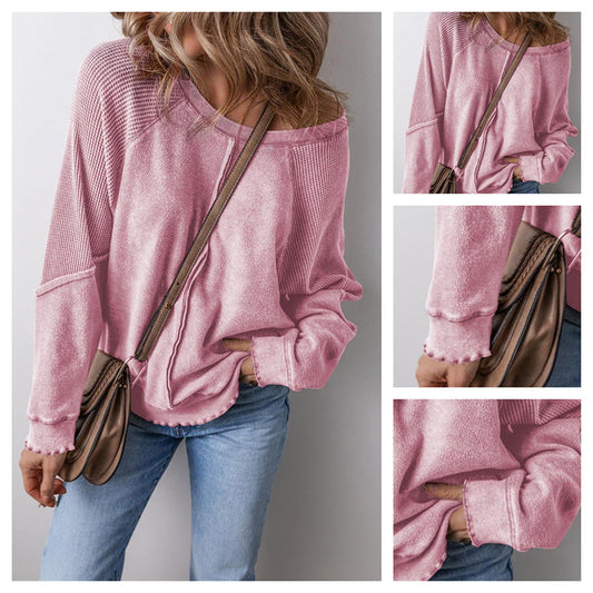 🌸 50% OFF NOW! 🌸Women's Waffle Knit Long Sleeve Top