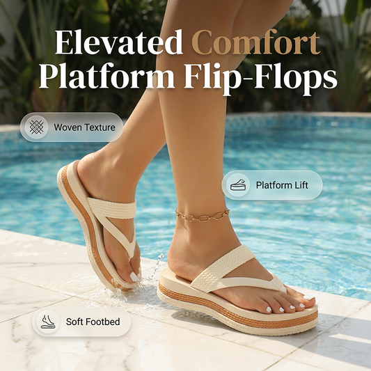 📢🩴Limited-time Special Price:£15.99!!! ⏰Women's Woven Strap Platform Flip-Flops👣