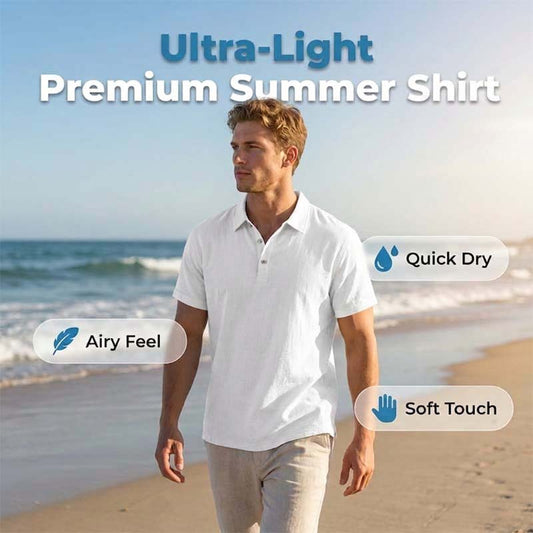 Men's Linen Casual Breathable Short Sleeve Collared Shirt