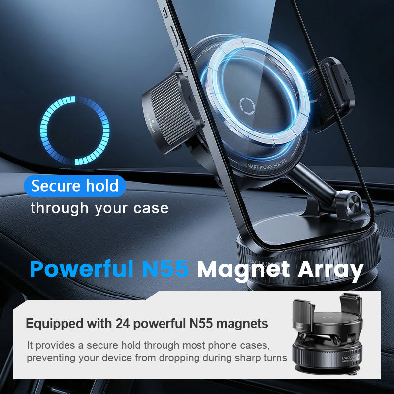 📱50% OFF NOW! Adjustable Magnetic Car Mount‑ Vacuum Suction Base Phone Holder, 360° Rotation Universal Stable Magnetic Phone Stand for Car Dashboard & Windshield