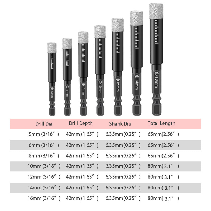 🥳2026 HOT SALE🥳💞50K+ SOLD!🪚🛡️ 50% OFF! Diamond Drill Bits Set – 5‑16mm sizes, hex shank fits most drills. Dry or wet use – smooth, precise holes every time! 💎💪