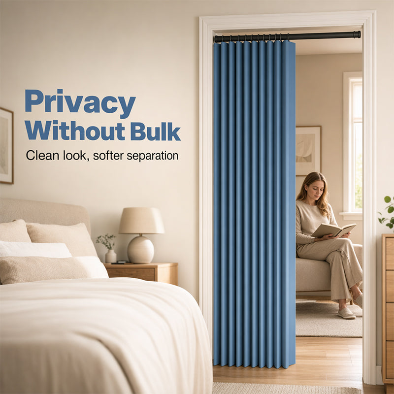 ⏰🔥LIMITED TIME 50% OFF! ⭐No-Drill Magnetic Accordion Door Curtain
