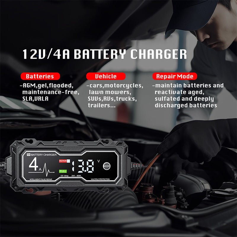 ⚡🔋 Smart Car Battery Charger – Test, Charge & Maintain with Ease