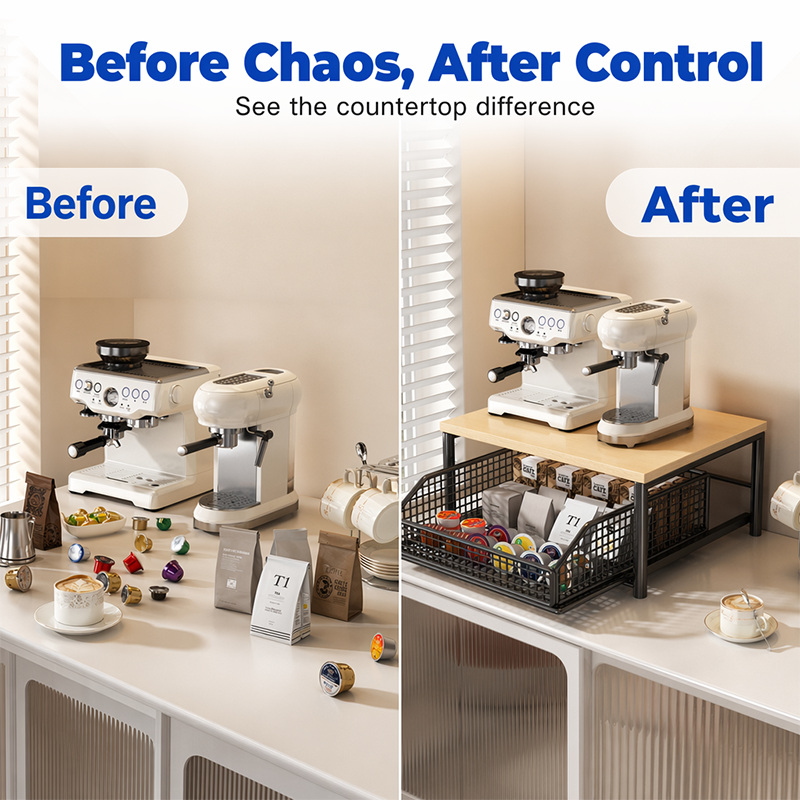 📦 50% Off!  2-Tier Kitchen Microwave Stand with Slide-Out Storage Drawer