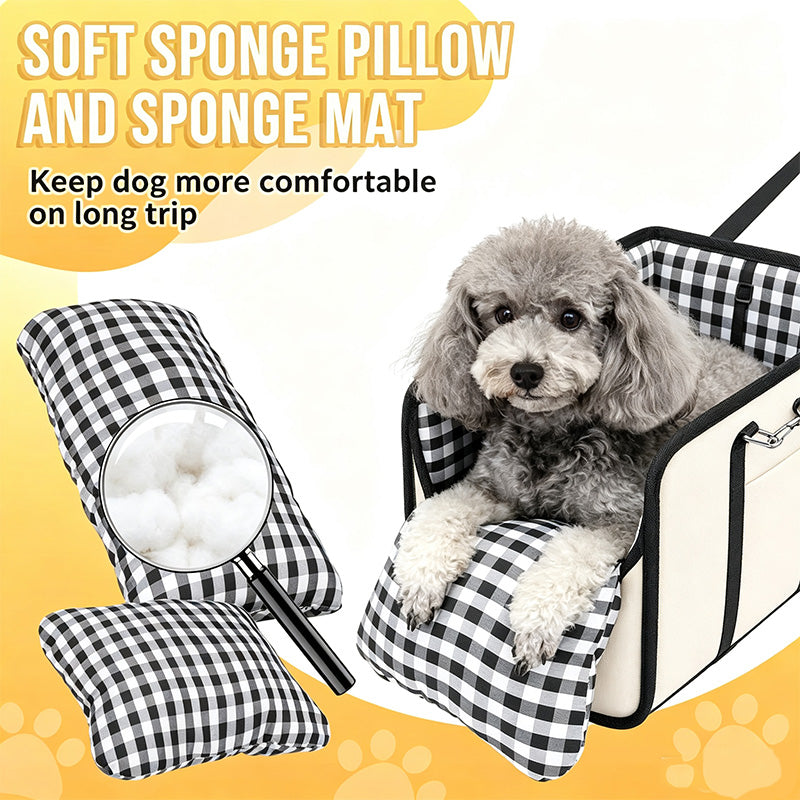 🐶50% OFF NOW! Secure Travel Pet Booster – Portable Dog Car Seat Booster, Safety Harness Included Soft Padded Pet Travel Carrier for Small & Medium Dogs, Fits Car Front Seats