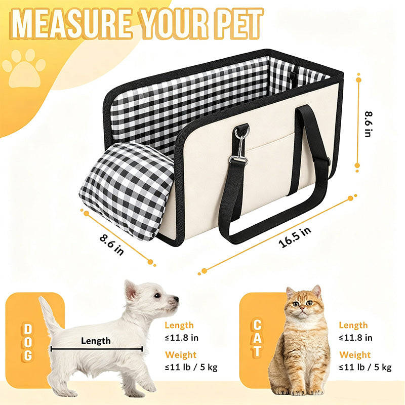🐶50% OFF NOW! Secure Travel Pet Booster – Portable Dog Car Seat Booster, Safety Harness Included Soft Padded Pet Travel Carrier for Small & Medium Dogs, Fits Car Front Seats
