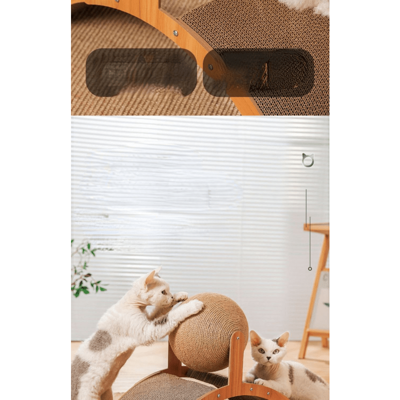 🏆 Last Day Special Price £8.99! ⏳Sisal Cat Scratcher Ball with Cardboard Pad, 2‑in‑1 Cat Scratching Toy