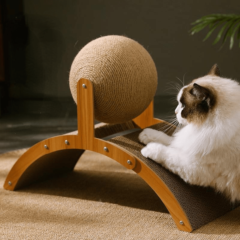🏆 Last Day Special Price £8.99! ⏳Sisal Cat Scratcher Ball with Cardboard Pad, 2‑in‑1 Cat Scratching Toy