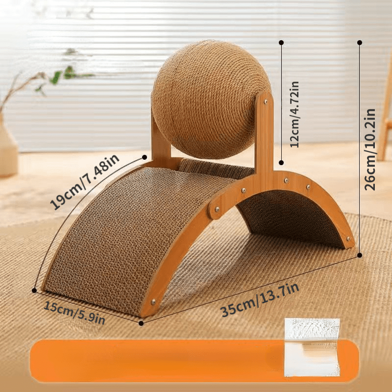 🏆 Last Day Special Price £8.99! ⏳Sisal Cat Scratcher Ball with Cardboard Pad, 2‑in‑1 Cat Scratching Toy