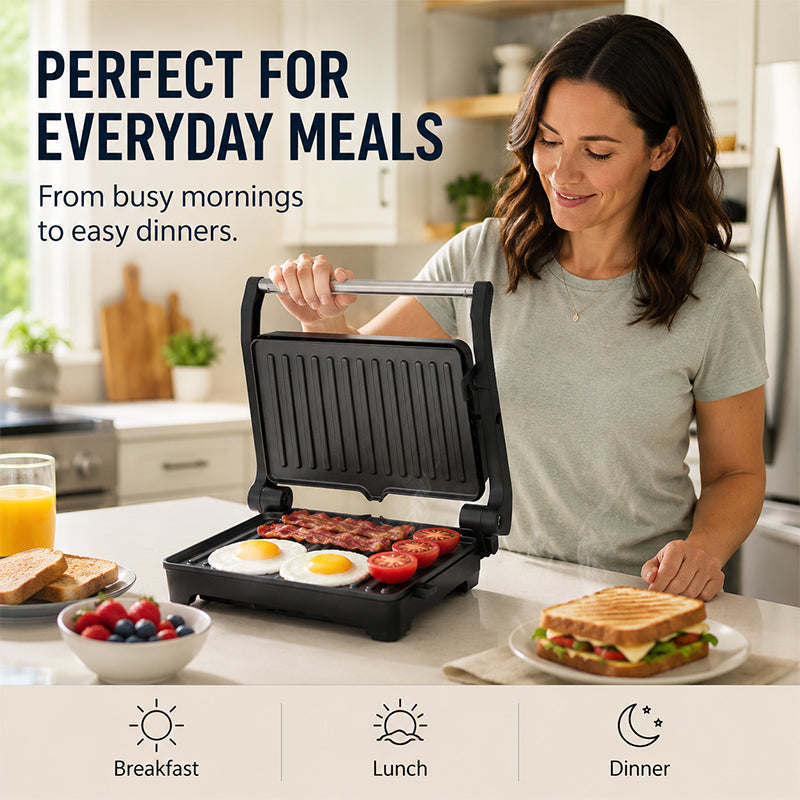 ⏰ LIMITED TIME 50% OFF! 🔥Electric Sandwich Press and Panini Maker with 180-Degree Flat Grill