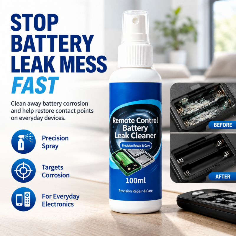 🔋50% OFF NOW! Remote Control Battery Leakage Cleaner, Precision Nozzle Electronic Contact Cleaning Spray, Rapidly Dissolve Battery Corrosion & Restore Conductivity for Household Battery‑Powered Gadgets