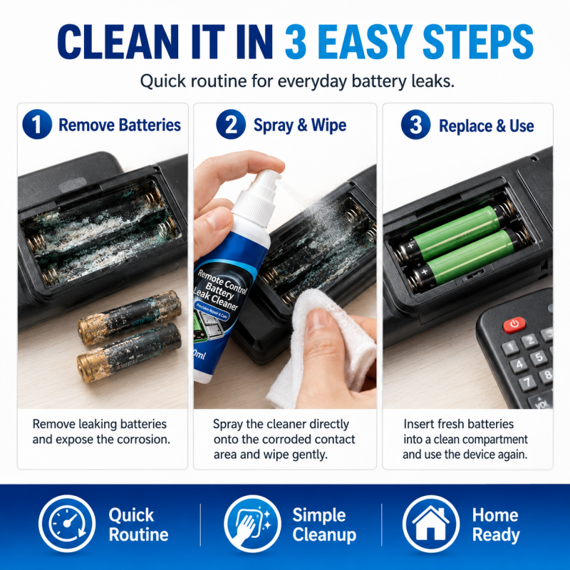 🔋50% OFF NOW! Remote Control Battery Leakage Cleaner, Precision Nozzle Electronic Contact Cleaning Spray, Rapidly Dissolve Battery Corrosion & Restore Conductivity for Household Battery‑Powered Gadgets