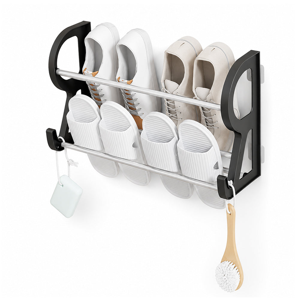 👟50% OFF NOW! Drill‑Free Wall‑Mounted Shoe Rack‑Vertical Space‑Saver Carbon Steel Shoe Organizer, Anti‑Rust No‑Drill Storage Rack for Entryway Bathroom & Closet