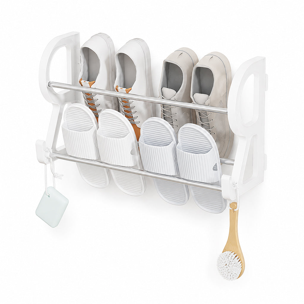 👟50% OFF NOW! Drill‑Free Wall‑Mounted Shoe Rack‑Vertical Space‑Saver Carbon Steel Shoe Organizer, Anti‑Rust No‑Drill Storage Rack for Entryway Bathroom & Closet