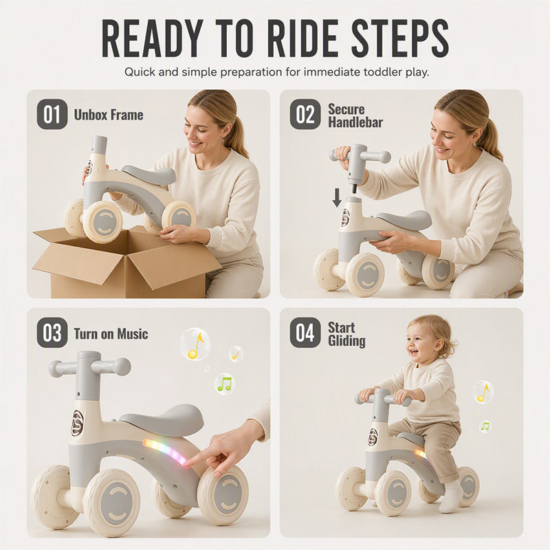 📢📢50% OFF !! ⏰Baby Toddler Balance Bike with Music & Lights