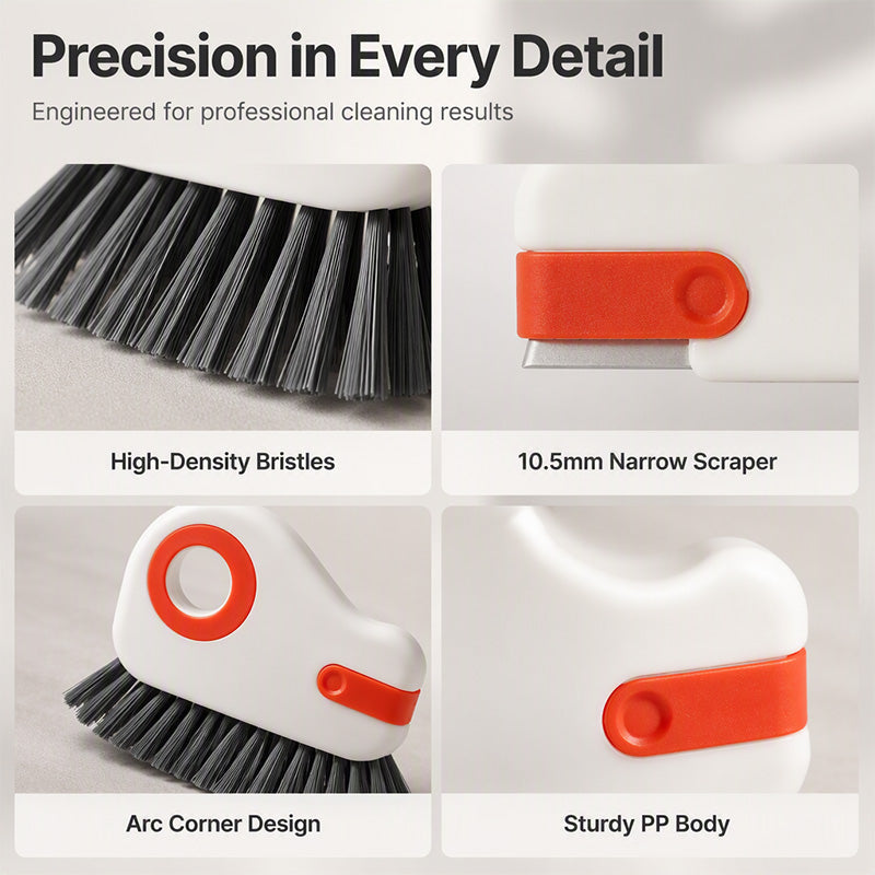 🧹 2-in-1 Window Groove Cleaning Brush with Built-in Scraper – Narrow Crevice Tool with Hard Bristles