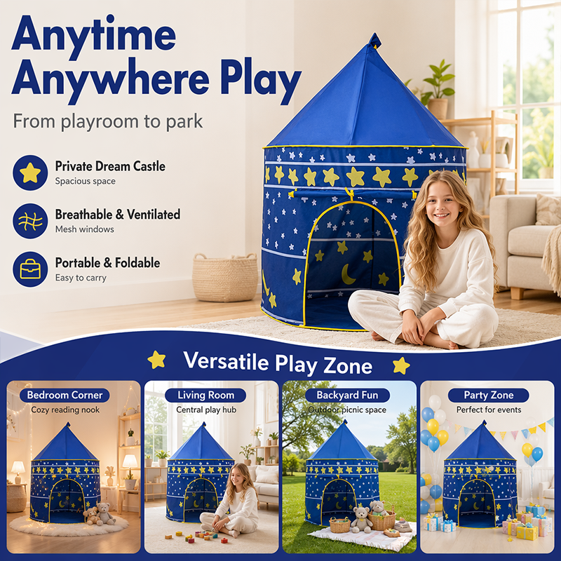 Kids Play Tent With Roll-up Door 