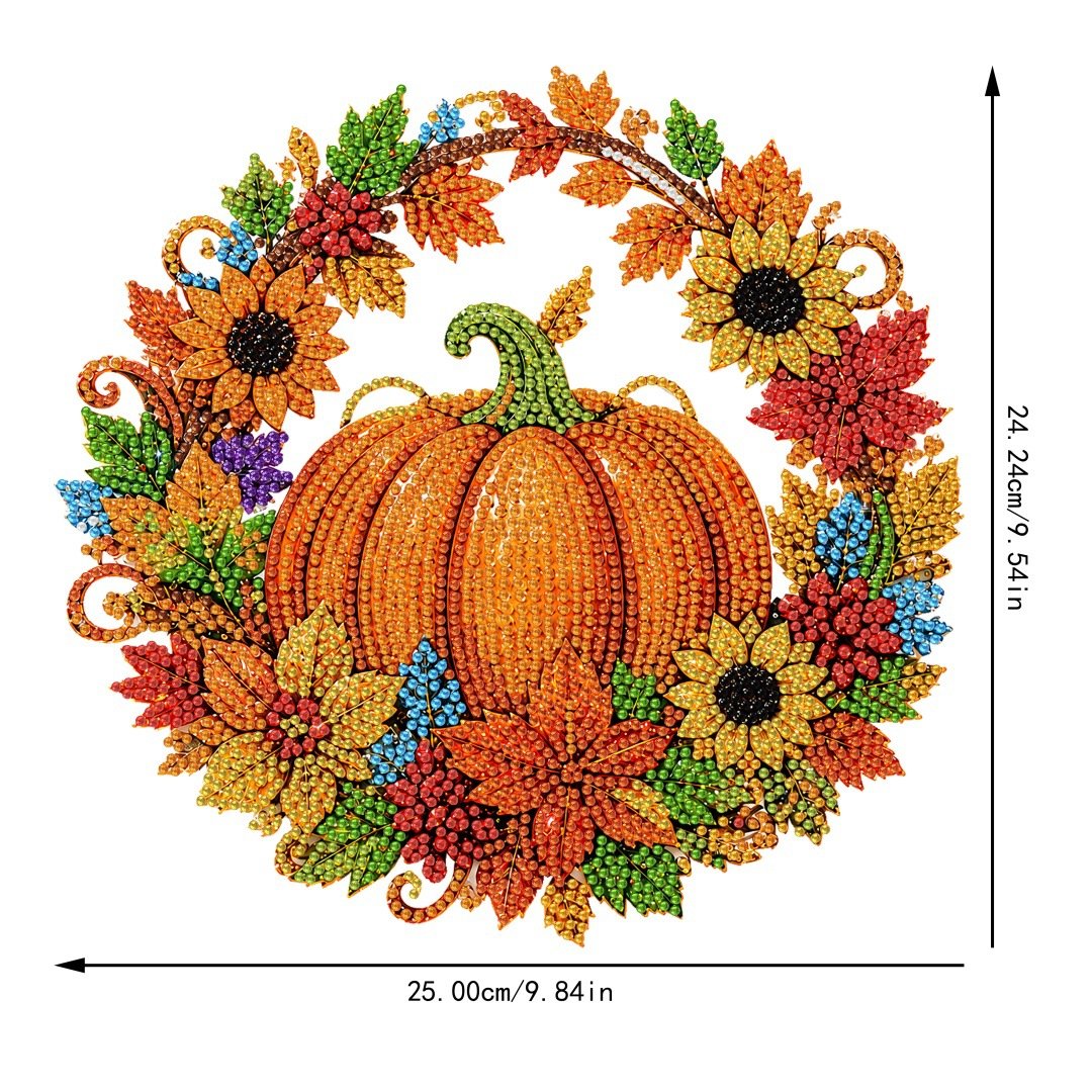 🎃Halloween Sale🍂 Pumpkin wreath with a diamond pattern to hang up – Complete DIY kit
