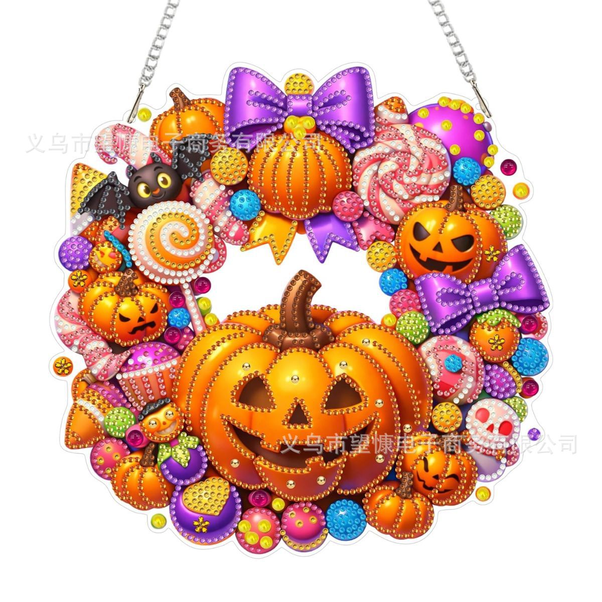 🎃Halloween Sale🍂 Pumpkin wreath with a diamond pattern to hang up – Complete DIY kit