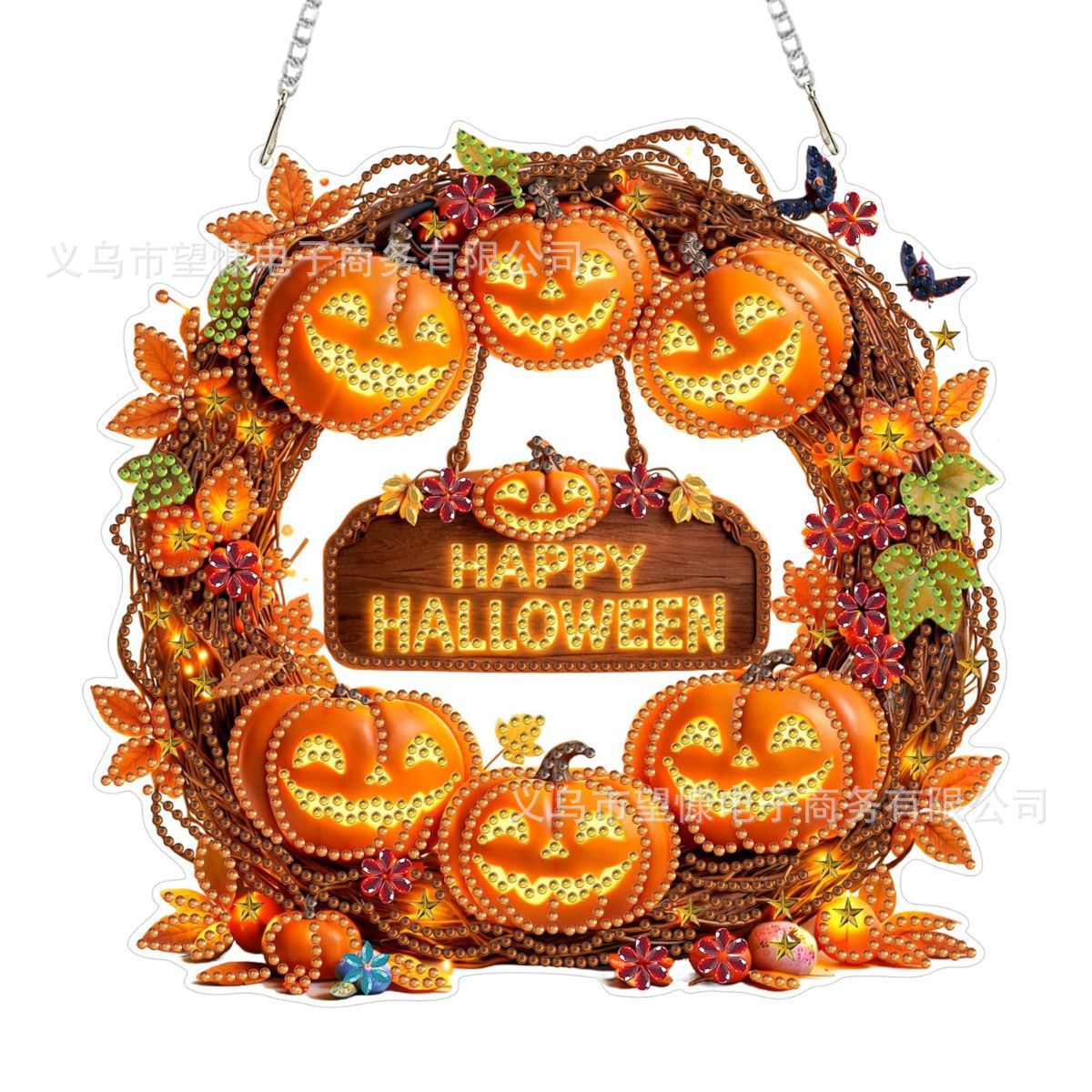 🎃Halloween Sale🍂 Pumpkin wreath with a diamond pattern to hang up – Complete DIY kit