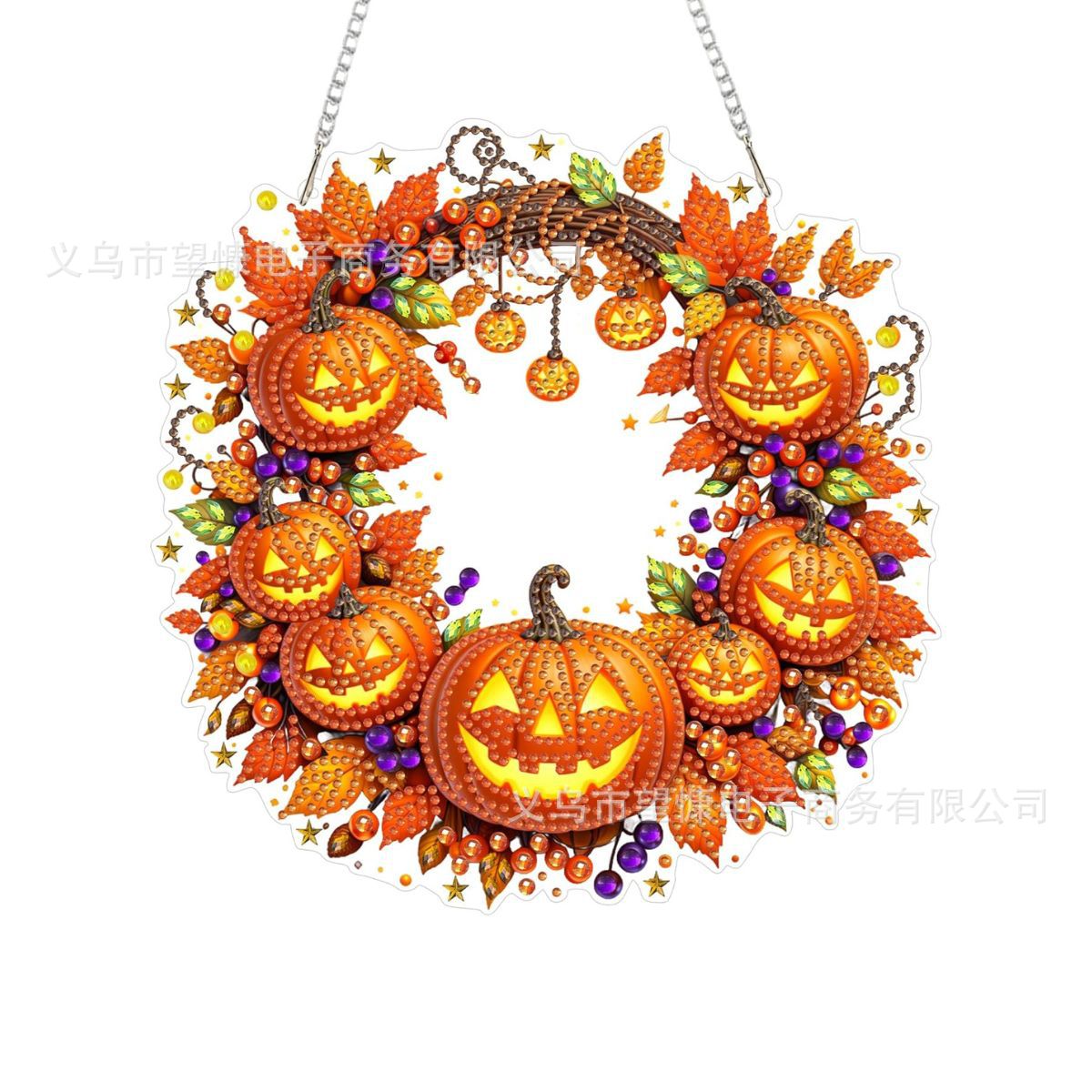 🎃Halloween Sale🍂 Pumpkin wreath with a diamond pattern to hang up – Complete DIY kit