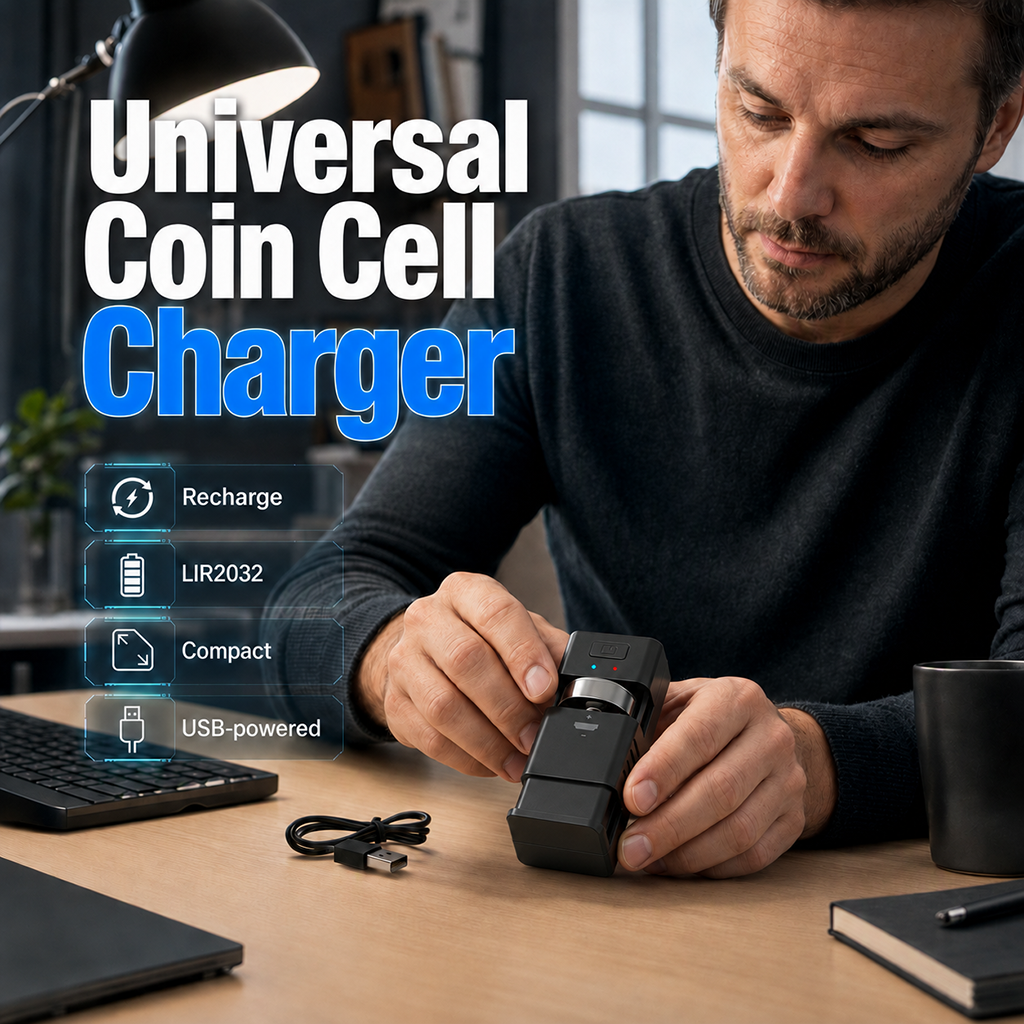 🔋Portable Rechargeable Coin Cell Battery Charger⚡