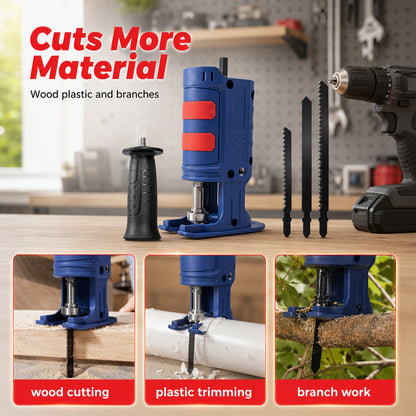 🔧⚡ Drill-to-Reciprocating Saw Adapter – 50% OFF! 3 interchangeable blades, ergonomic handle, compact 0.4kg – turn your drill into a multi-cutter.