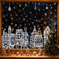 🎄50% OFF NOW! Christmas Village Window Cling Set‑ White Xmas Town Scene Static Window Decals, Snowflake House Reusable Stickers for Holiday Glass Decor, Home & Shop Christmas Ornaments